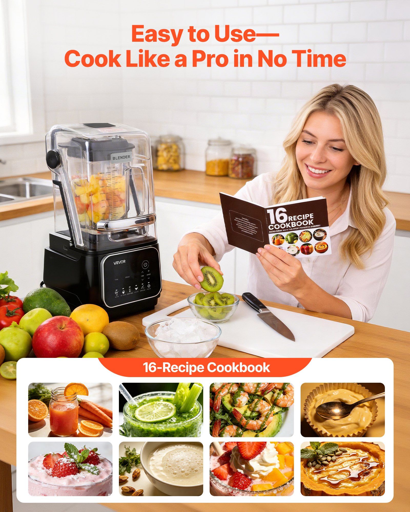Blender, 2L Professional Countertop Blenders with Shield, 2200W 26000RPM Kitchen Food Processor Combo, V952-DJYZSBJBJ2L1AURSF001V3