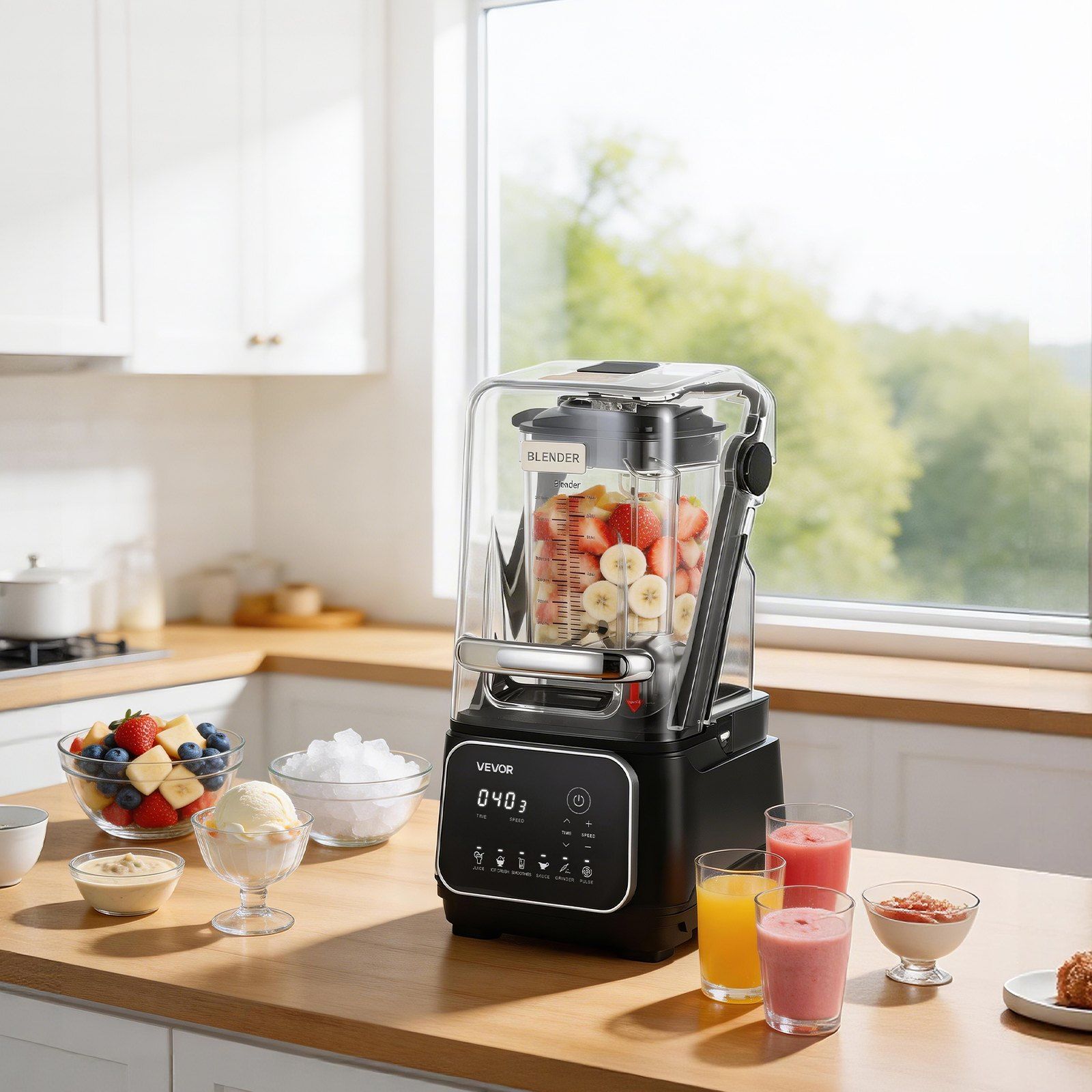 Blender, 2L Professional Countertop Blenders with Shield, 2200W 26000RPM Kitchen Food Processor Combo, V952-DJYZSBJBJ2L1AURSF001V3