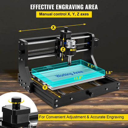 CNC 3018 Pro CNC 3018 300x180x45 mm CNC Machine GRBL Control Mini Engraver with Offline Controller 3 Axis V952-DKJ3018PROJCK0001V3