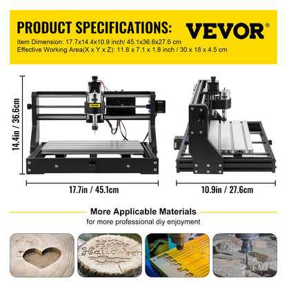 CNC 3018 Pro CNC 3018 300x180x45 mm CNC Machine GRBL Control Mini Engraver with Offline Controller 3 Axis V952-DKJ3018PROJCK0001V3