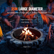 Fire Pit Ring, Fire Pit Insert with Barbecue Fire Ring, 35-In Outer/31-In Inner Diameter, 8.5in Height, V952-DKJHH31INCH165WYPV0