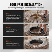 Fire Pit Ring, Fire Pit Insert with Barbecue Fire Ring, 35-In Outer/31-In Inner Diameter, 8.5in Height, V952-DKJHH31INCH165WYPV0