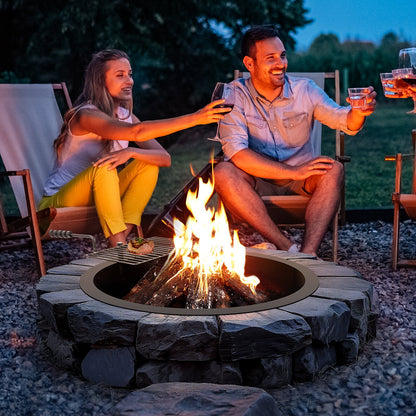 Fire Pit Ring, Fire Pit Insert with Barbecue Fire Ring, 35-In Outer/31-In Inner Diameter, 8.5in Height, V952-DKJHH31INCH165WYPV0
