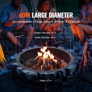Fire Pit Ring, Fire Pit Insert with Barbecue Fire Ring, 40-In Outer/36-In Inner Diameter, 8.5in Height, V952-DKJHH36INCH1VUWF9V0
