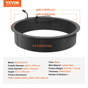Fire Pit Ring, Fire Pit Insert with Barbecue Fire Ring, 40-In Outer/36-In Inner Diameter, 8.5in Height, V952-DKJHH36INCH1VUWF9V0