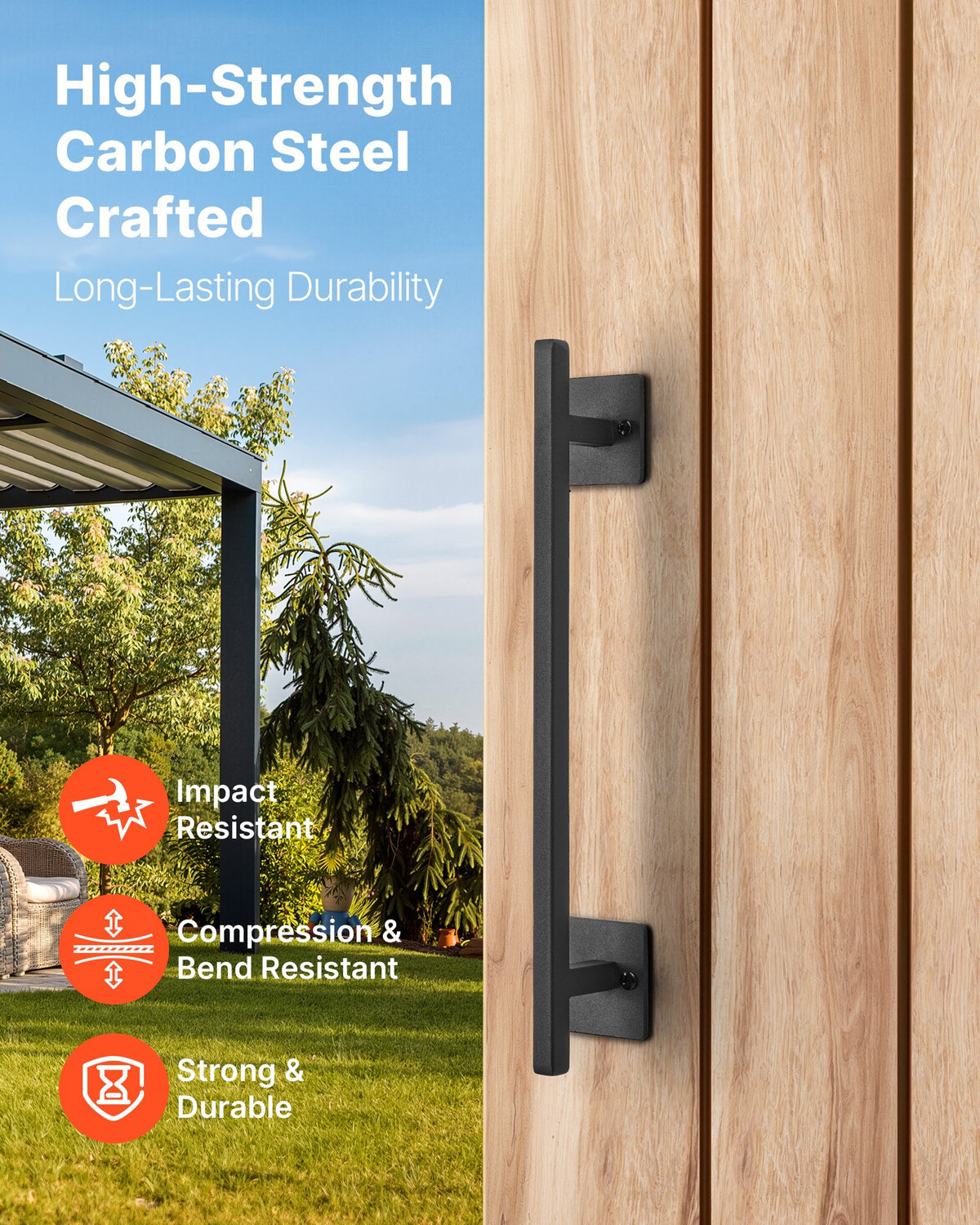Barn Door Handle, 320 mm Rustic Fence Gate Handle, Rust-Resistant Coating, Heavy Duty Carbon Steel Outdoor V952-DKXZLMBS12INATWV1001V0