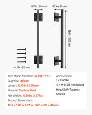 Barn Door Handle, 320 mm Rustic Fence Gate Handle, Rust-Resistant Coating, Heavy Duty Carbon Steel Outdoor V952-DKXZLMBS12INATWV1001V0