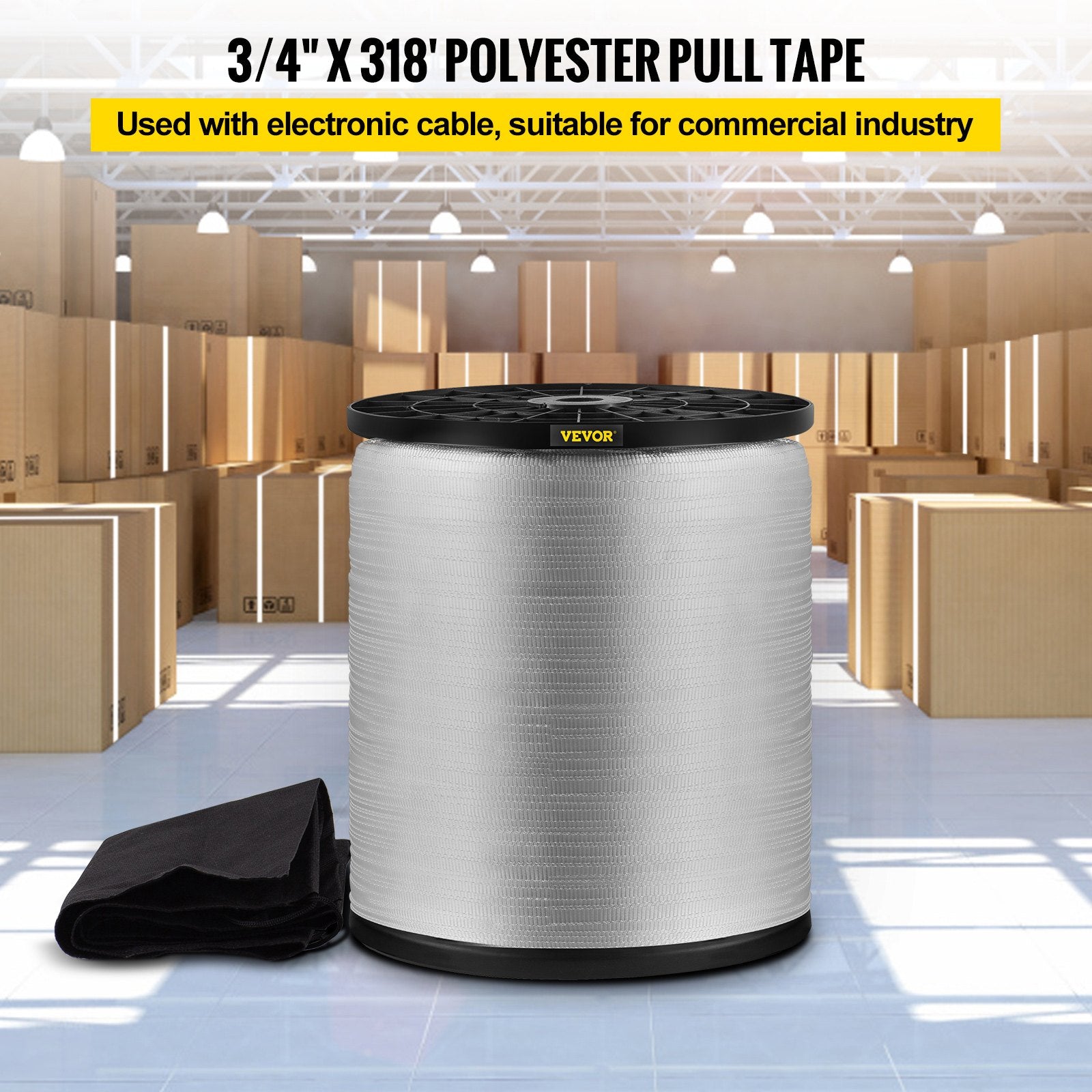6000Lbs Polyester Pull Tape, 528\' x 1"" Flat Tape for Wire & Cable Conduit Work Variable Functions, Flat V952-DL25.4MMX161MGDO3V0