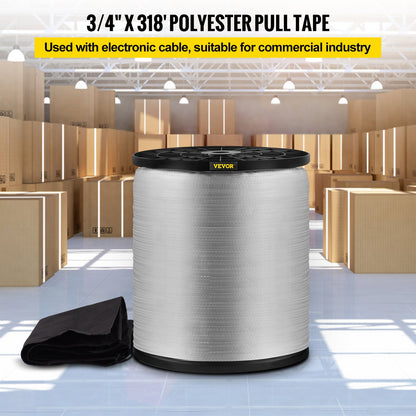 6000Lbs Polyester Pull Tape, 528\' x 1"" Flat Tape for Wire & Cable Conduit Work Variable Functions, Flat V952-DL25.4MMX161MGDO3V0