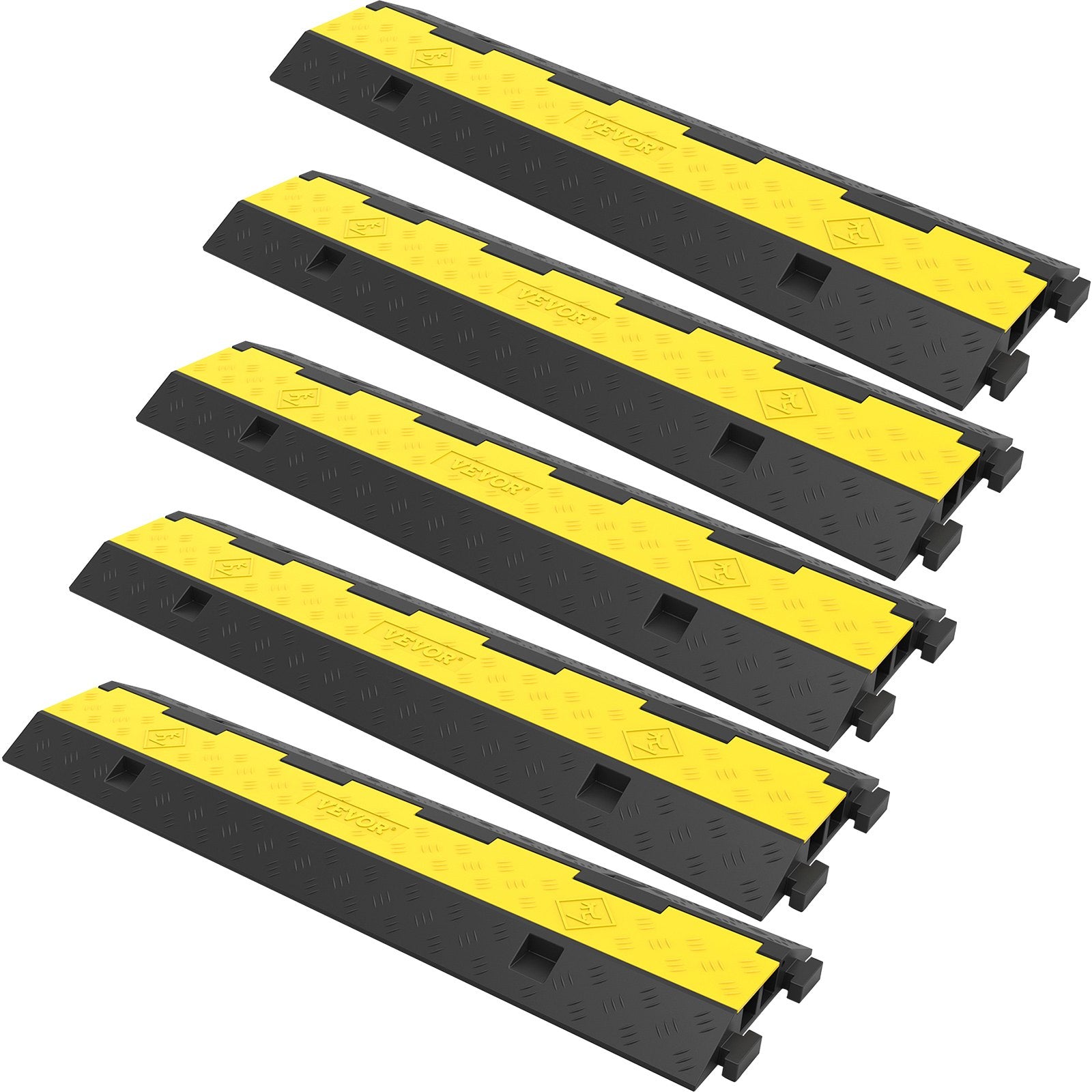 Cable Protector Ramp, 5 Packs 2 Channels Speed Bump Hump, Rubber Modular Speed Bump Rated 11000 LBS Load V952-DLBHQXSLX5PCSZUIBV0