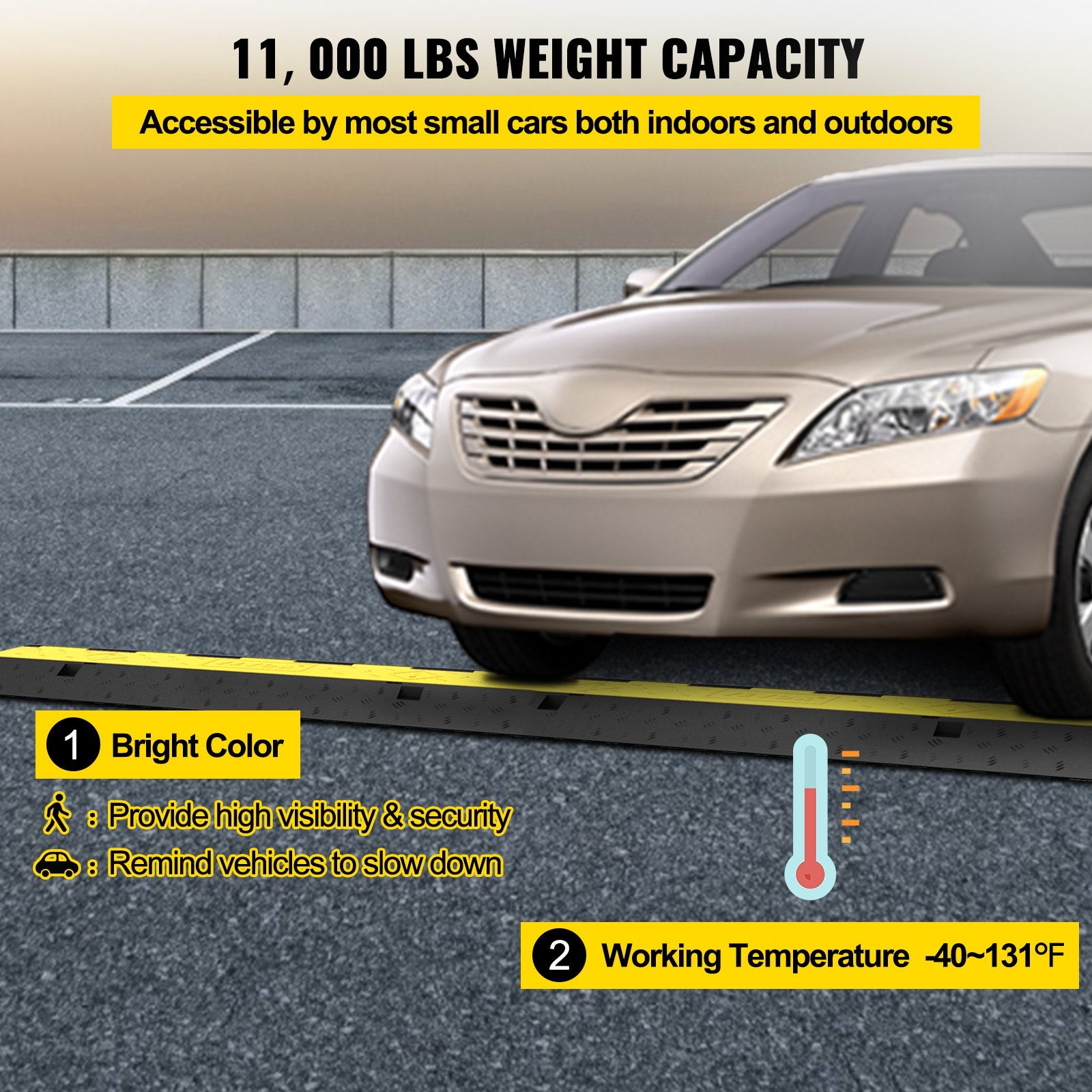 Cable Protector Ramp, 5 Packs 2 Channels Speed Bump Hump, Rubber Modular Speed Bump Rated 11000 LBS Load V952-DLBHQXSLX5PCSZUIBV0