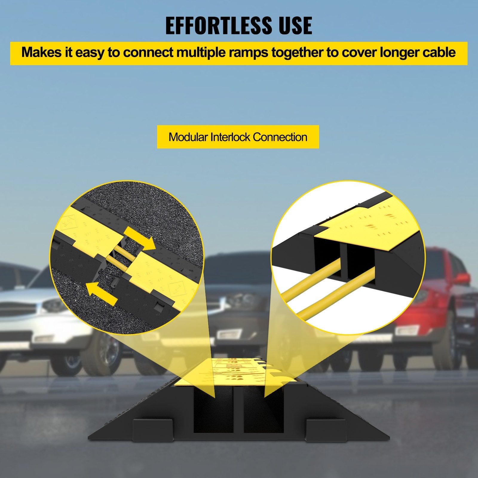 Cable Protector Ramp, 5 Packs 2 Channels Speed Bump Hump, Rubber Modular Speed Bump Rated 11000 LBS Load V952-DLBHQXSLX5PCSZUIBV0
