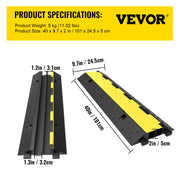 Cable Protector Ramp, 5 Packs 2 Channels Speed Bump Hump, Rubber Modular Speed Bump Rated 11000 LBS Load V952-DLBHQXSLX5PCSZUIBV0