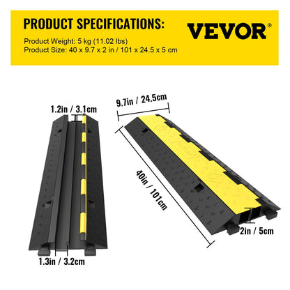 Cable Protector Ramp, 5 Packs 2 Channels Speed Bump Hump, Rubber Modular Speed Bump Rated 11000 LBS Load V952-DLBHQXSLX5PCSZUIBV0