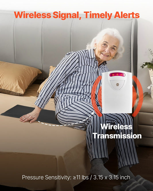 Bed Alarm System for Elderly Adults, 14 x 30-inch Wireless Bed Sensor Pad with Pager, Safety Bed Alarms and V952-DLFSDYLGYCDY6JVU2V9