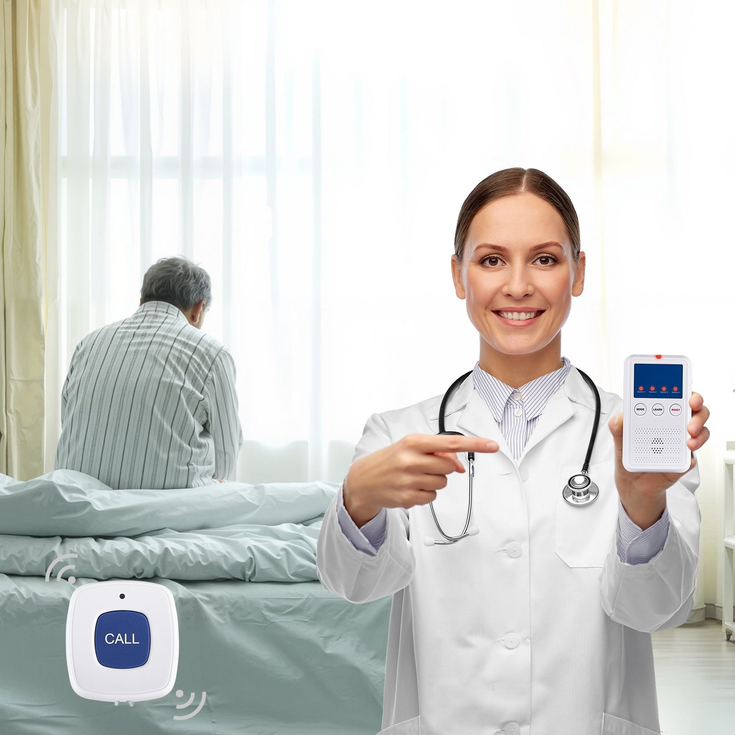 Early Alert Bed Alarm System Wireless Bed and Chair Sensor Pad with Pager V952-DLFSDYLGYCDYJ71CVV9