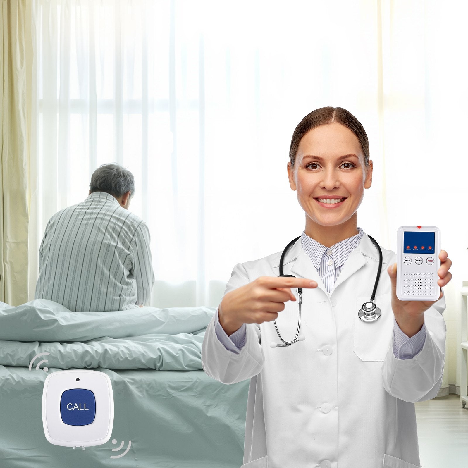 Early Alert Bed Alarm System Wireless Bed and Chair Sensor Pad with Pager V952-DLFSDYLGYCDYJ71CVV9