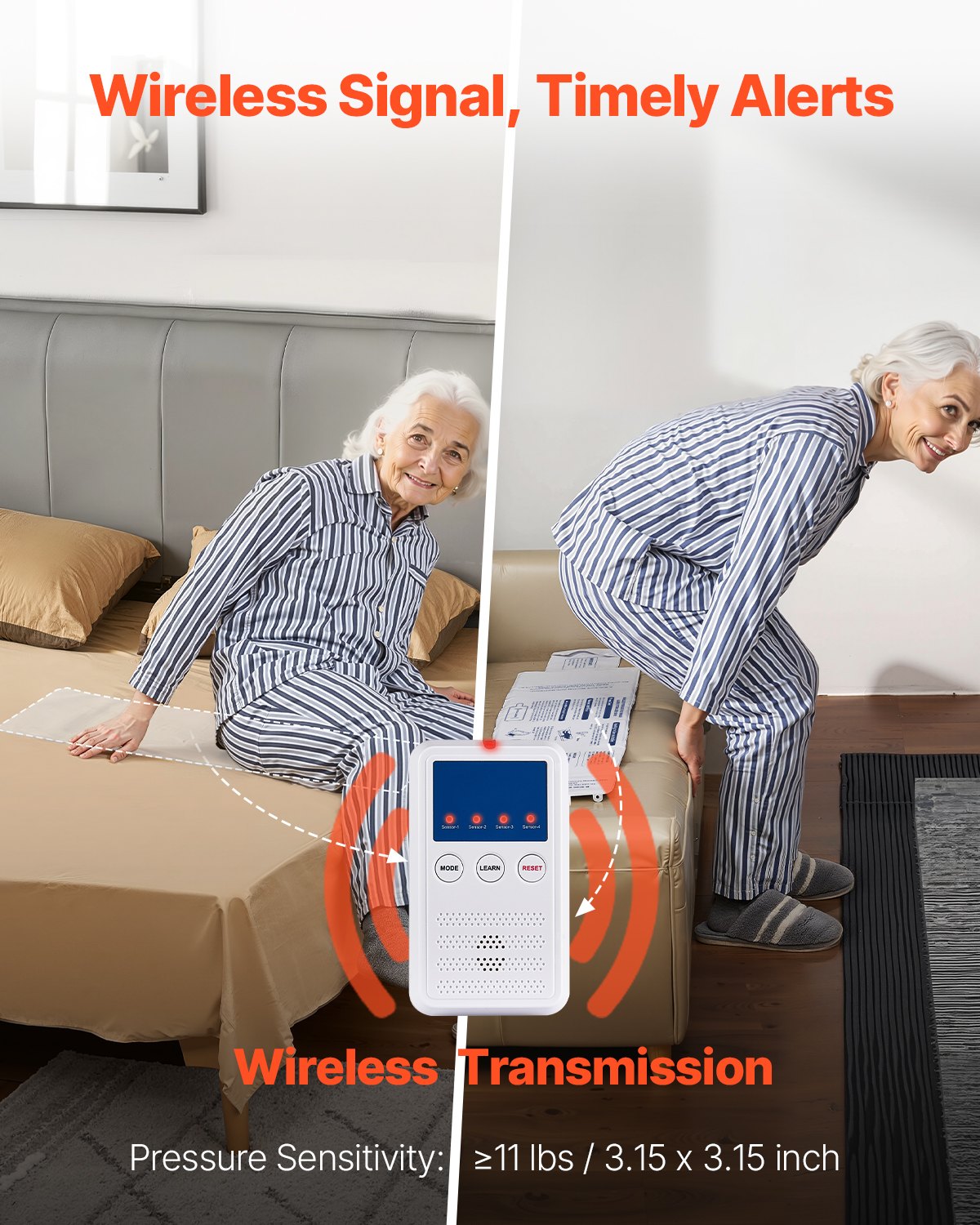 Early Alert Bed Alarm System Wireless Bed and Chair Sensor Pad with Pager V952-DLFSDYLGYCDYJ71CVV9