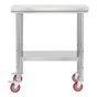 Stainless Steel Table, 60 x 76 cm Food Prep Worktable with Wheels, Kitchen Prep Table with Adjustable V952-DLGZT2CWDB248JRDY001V0