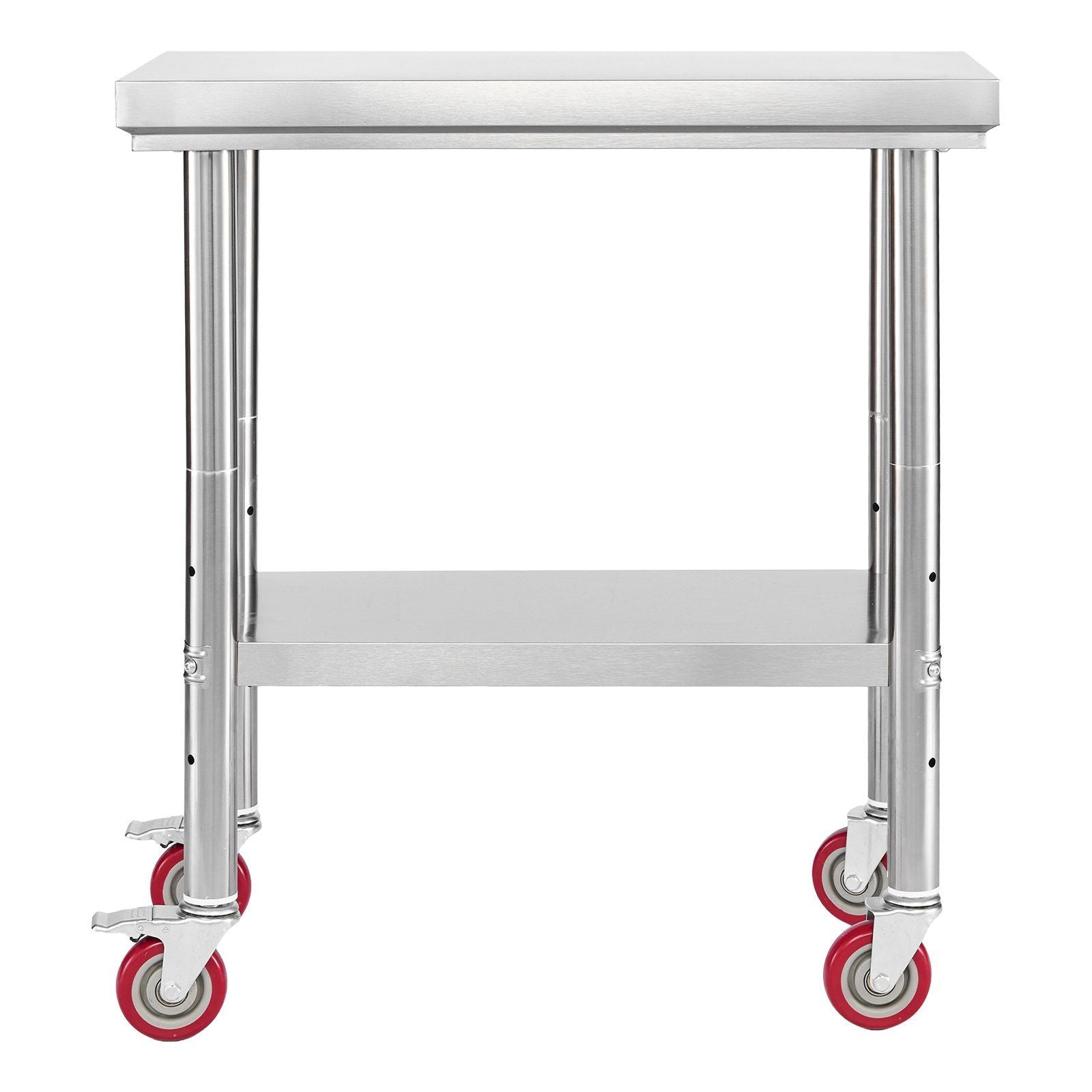 Stainless Steel Table, 60 x 76 cm Food Prep Worktable with Wheels, Kitchen Prep Table with Adjustable V952-DLGZT2CWDB248JRDY001V0