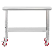 Stainless Steel Table, 60 x 90 cm Food Prep Worktable with Wheels, Kitchen Prep Table with Adjustable V952-DLGZT2CWDB24ABSMO001V0