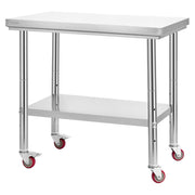 Stainless Steel Table, 60 x 90 cm Food Prep Worktable with Wheels, Kitchen Prep Table with Adjustable V952-DLGZT2CWDB24ABSMO001V0