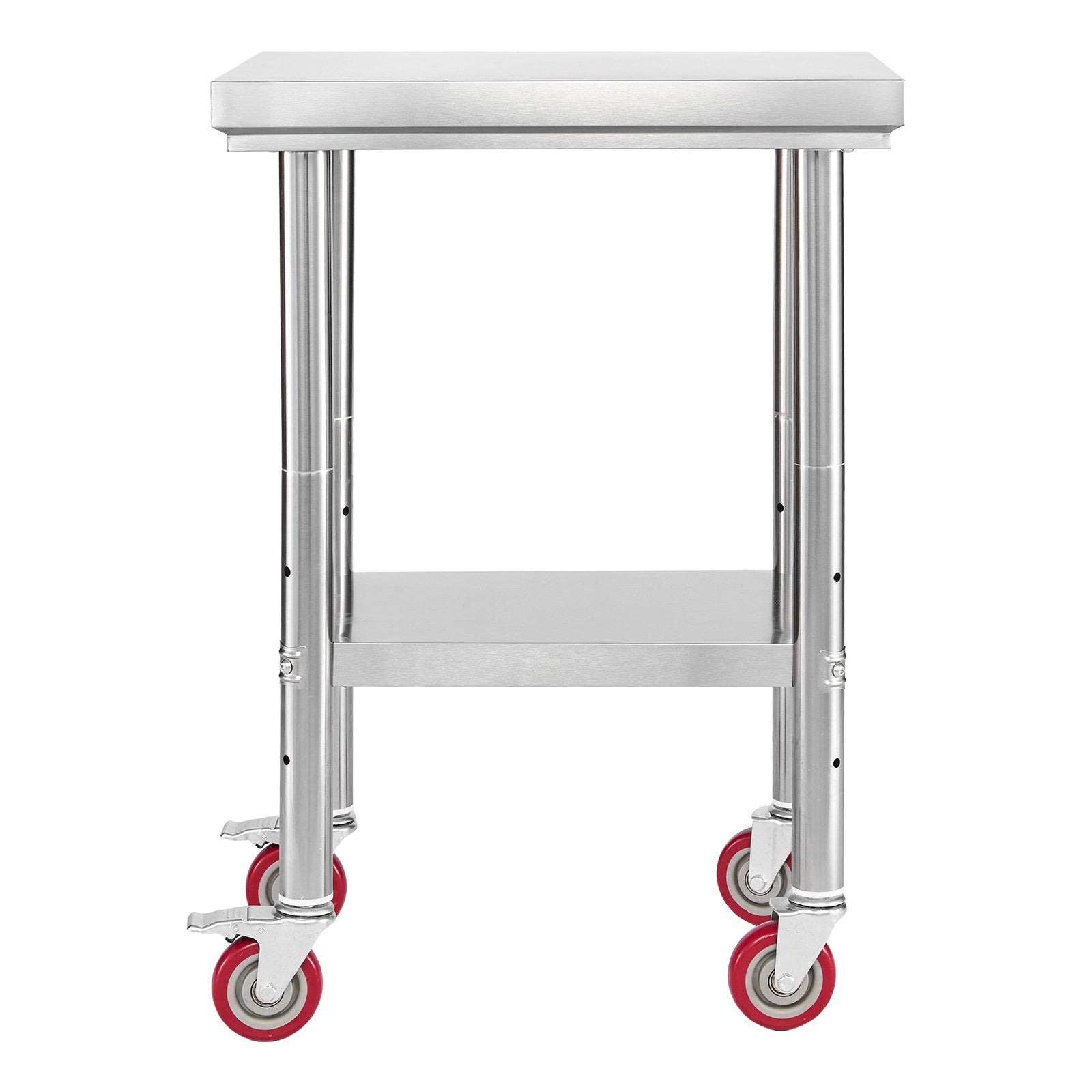 Stainless Steel Table, 61 x 45 cm Food Prep Worktable with Wheels, Kitchen Prep Table with Adjustable V952-DLGZT2CWDB24K995G001V0