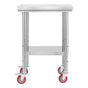 Stainless Steel Table, 61 x 45 cm Food Prep Worktable with Wheels, Kitchen Prep Table with Adjustable V952-DLGZT2CWDB24K995G001V0
