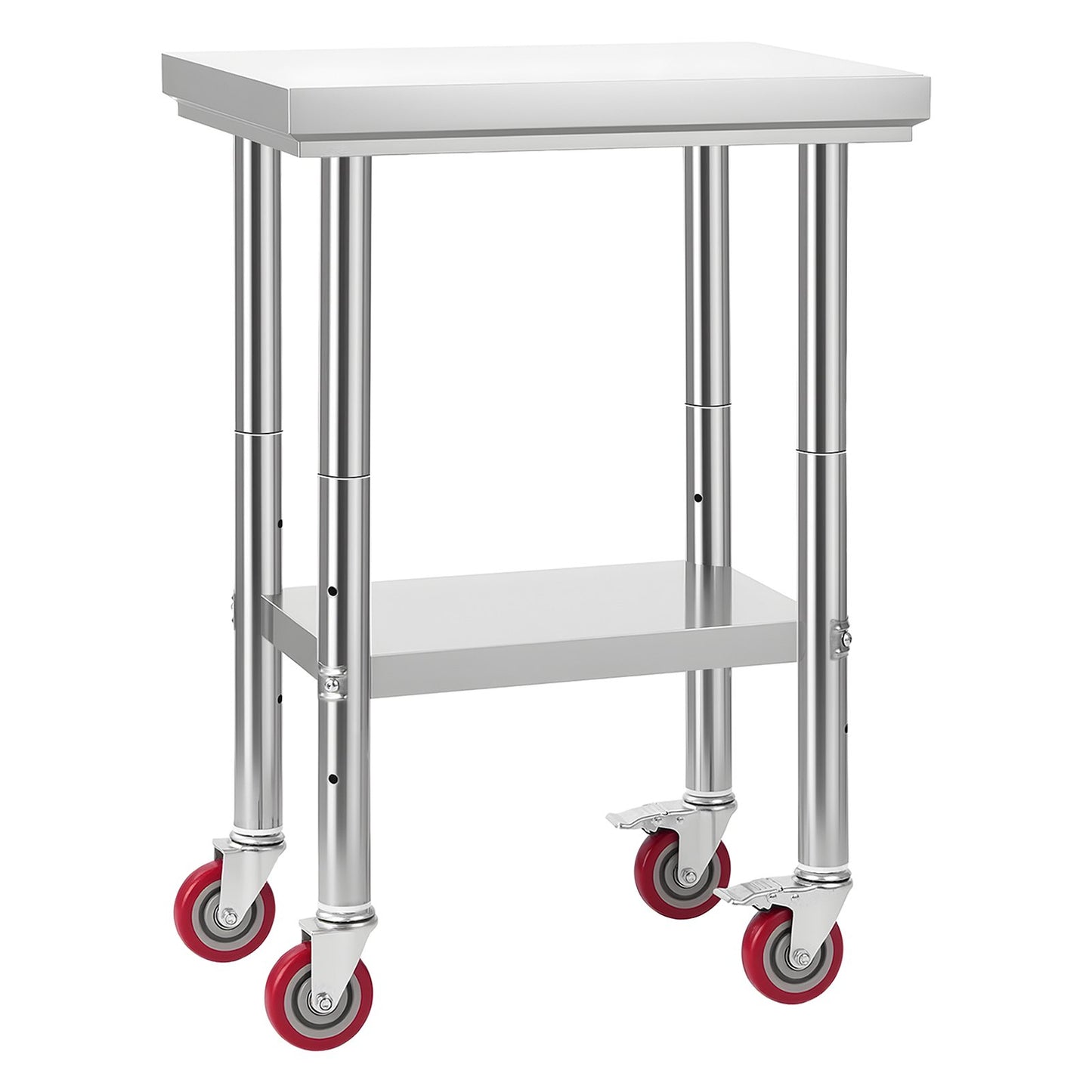 Stainless Steel Table, 61 x 45 cm Food Prep Worktable with Wheels, Kitchen Prep Table with Adjustable V952-DLGZT2CWDB24K995G001V0