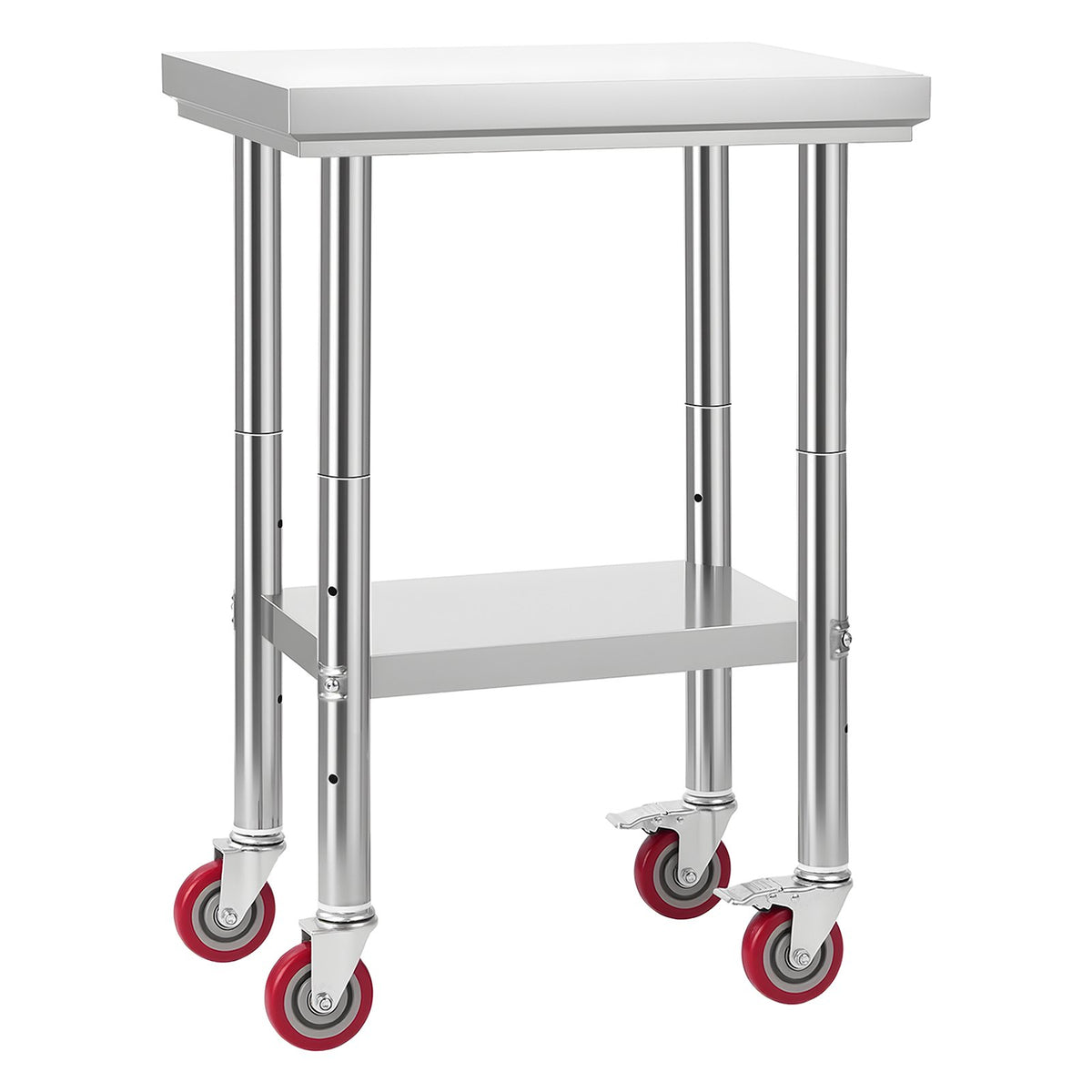 Stainless Steel Table, 61 x 45 cm Food Prep Worktable with Wheels, Kitchen Prep Table with Adjustable V952-DLGZT2CWDB24K995G001V0