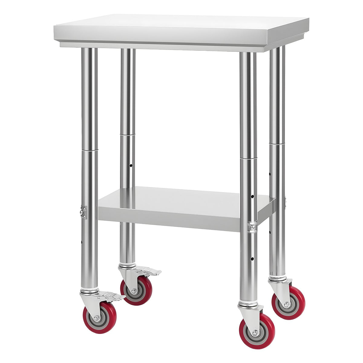 Stainless Steel Table, 61 x 45 cm Food Prep Worktable with Wheels, Kitchen Prep Table with Adjustable V952-DLGZT2CWDB24K995G001V0
