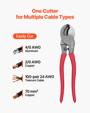 High Leverage Cable Cutter, 235 mm Compact, Forged Blades and PVC-Coated Handles, Heavy Duty Cable Cutting V952-DLJD10INCHGGFDA2D001V0