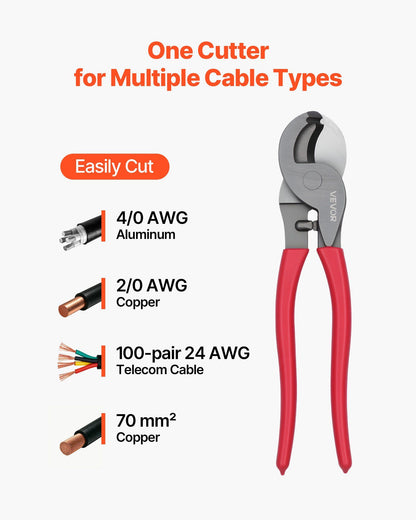 High Leverage Cable Cutter, 235 mm Compact, Forged Blades and PVC-Coated Handles, Heavy Duty Cable Cutting V952-DLJD10INCHGGFDA2D001V0