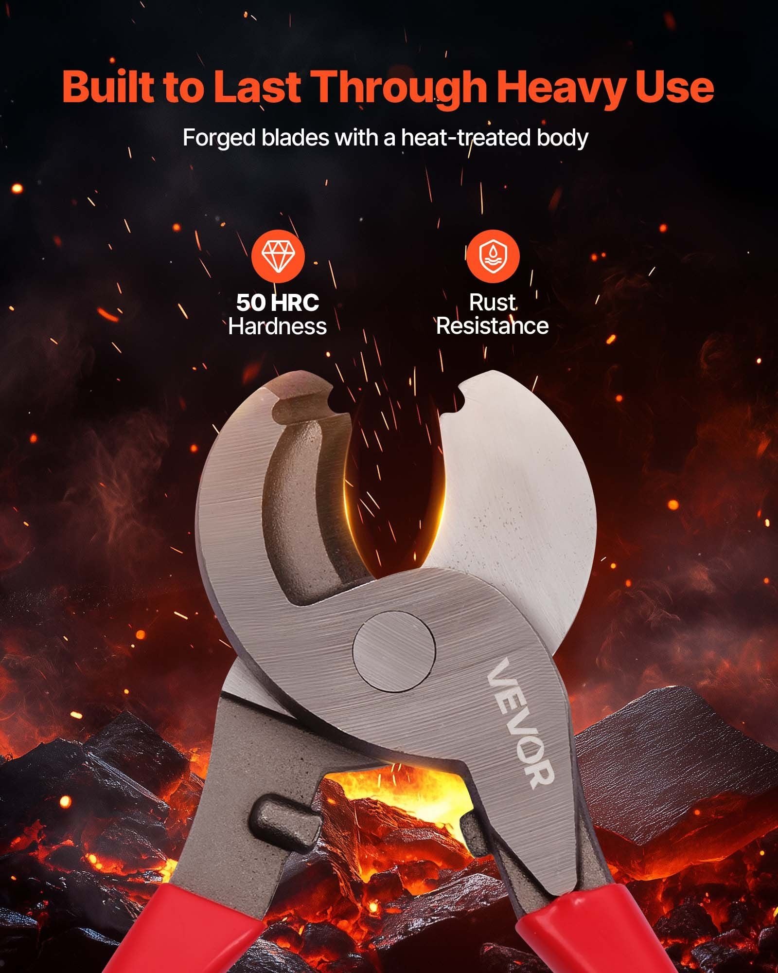High Leverage Cable Cutter, 235 mm Compact, Forged Blades and PVC-Coated Handles, Heavy Duty Cable Cutting V952-DLJD10INCHGGFDA2D001V0
