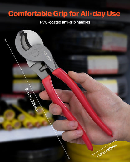 High Leverage Cable Cutter, 235 mm Compact, Forged Blades and PVC-Coated Handles, Heavy Duty Cable Cutting V952-DLJD10INCHGGFDA2D001V0