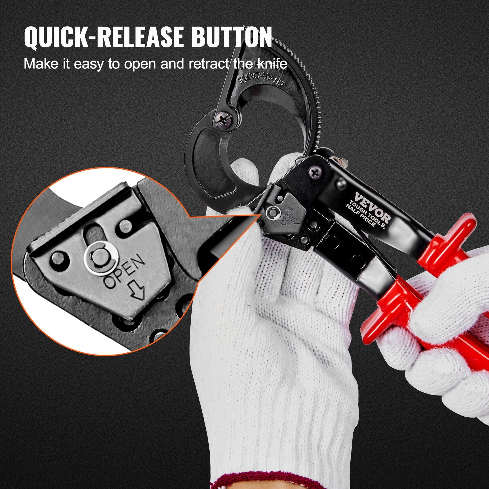 Ratcheting Cable Cutter, 250mm Ratchet Wire and Cable Cutter, Cut up to 240 mm2, with Comfortable Grip V952-DLJD10YCZD24ULIE9V0