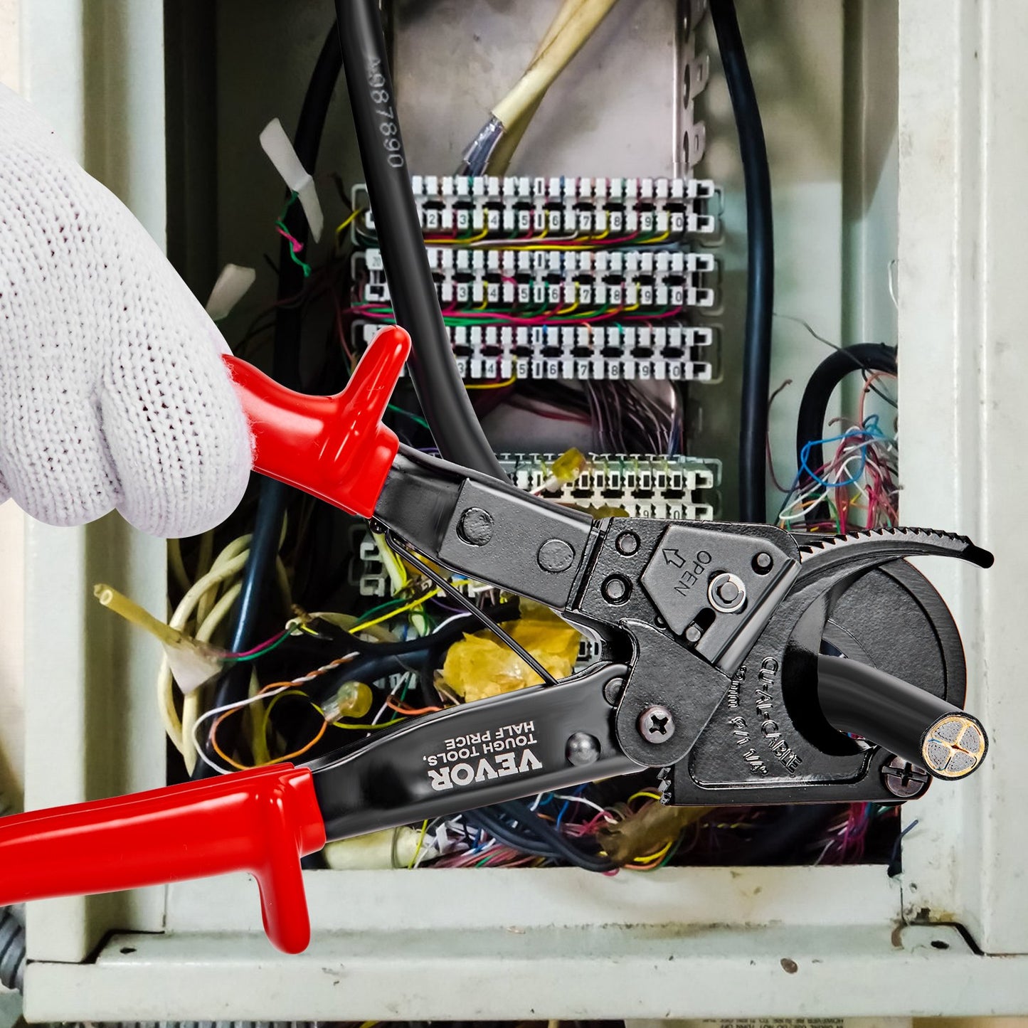 Ratcheting Cable Cutter, 250mm Ratchet Wire and Cable Cutter, Cut up to 240 mm2, with Comfortable Grip V952-DLJD10YCZD24ULIE9V0