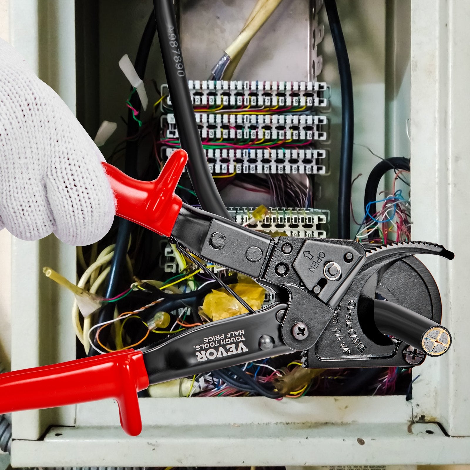 Ratcheting Cable Cutter, 250mm Ratchet Wire and Cable Cutter, Cut up to 240 mm2, with Comfortable Grip V952-DLJD10YCZD24ULIE9V0