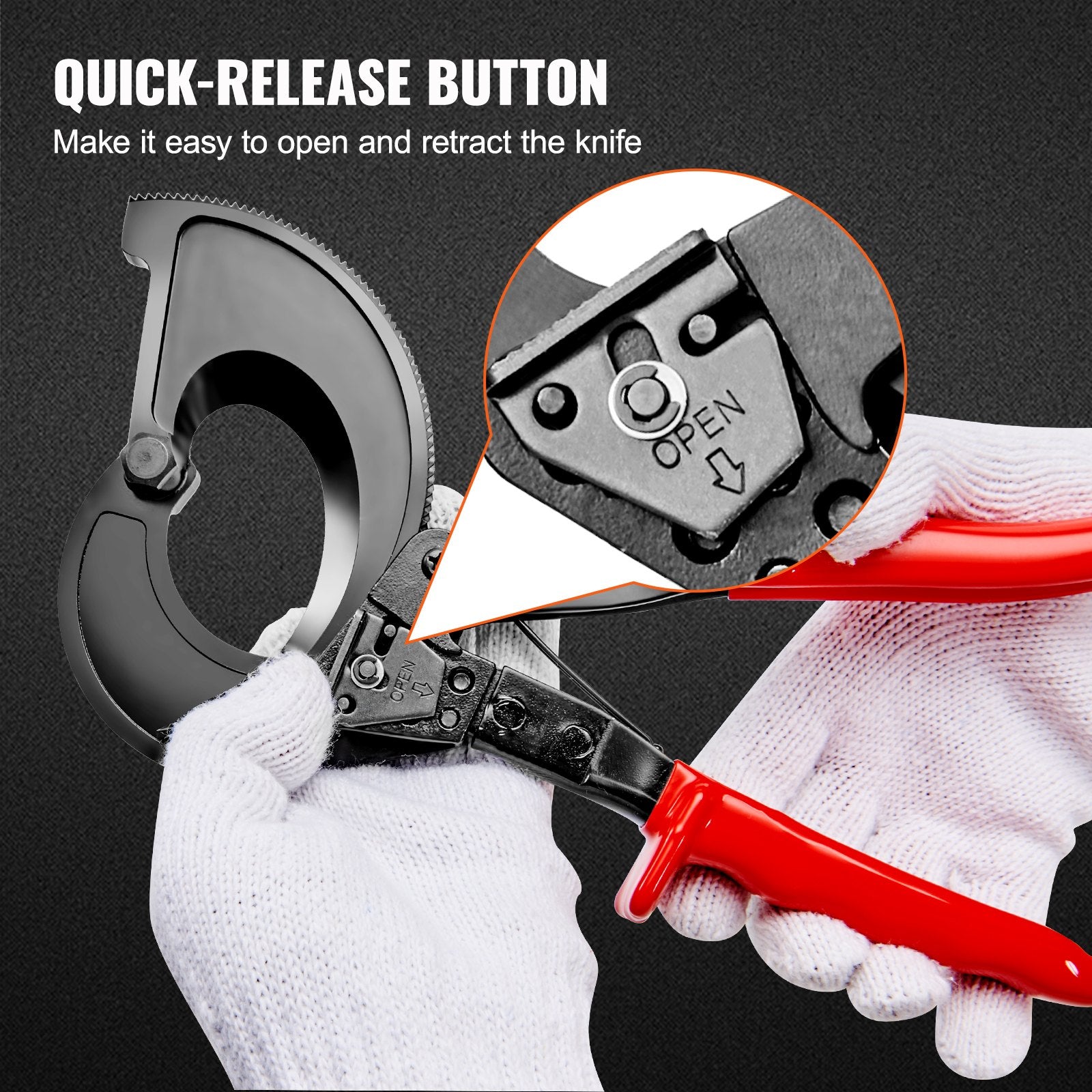 Ratcheting Cable Cutter, 280mm Ratchet Wire and Cable Cutter, Cut up to 400 mm2, with Comfortable Grip V952-DLJD11YCZD40TDVTZV0