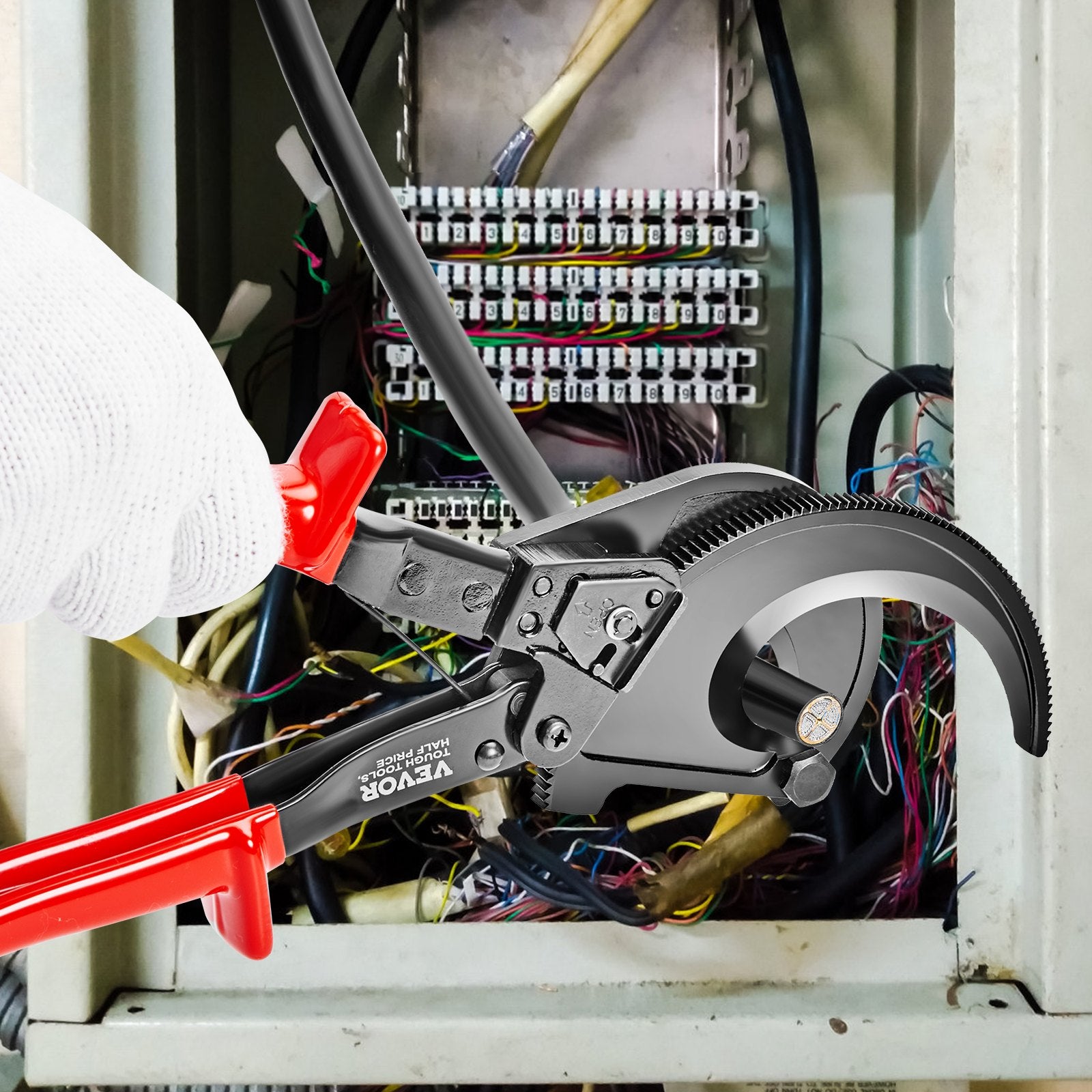 Ratcheting Cable Cutter, 280mm Ratchet Wire and Cable Cutter, Cut up to 400 mm2, with Comfortable Grip V952-DLJD11YCZD40TDVTZV0
