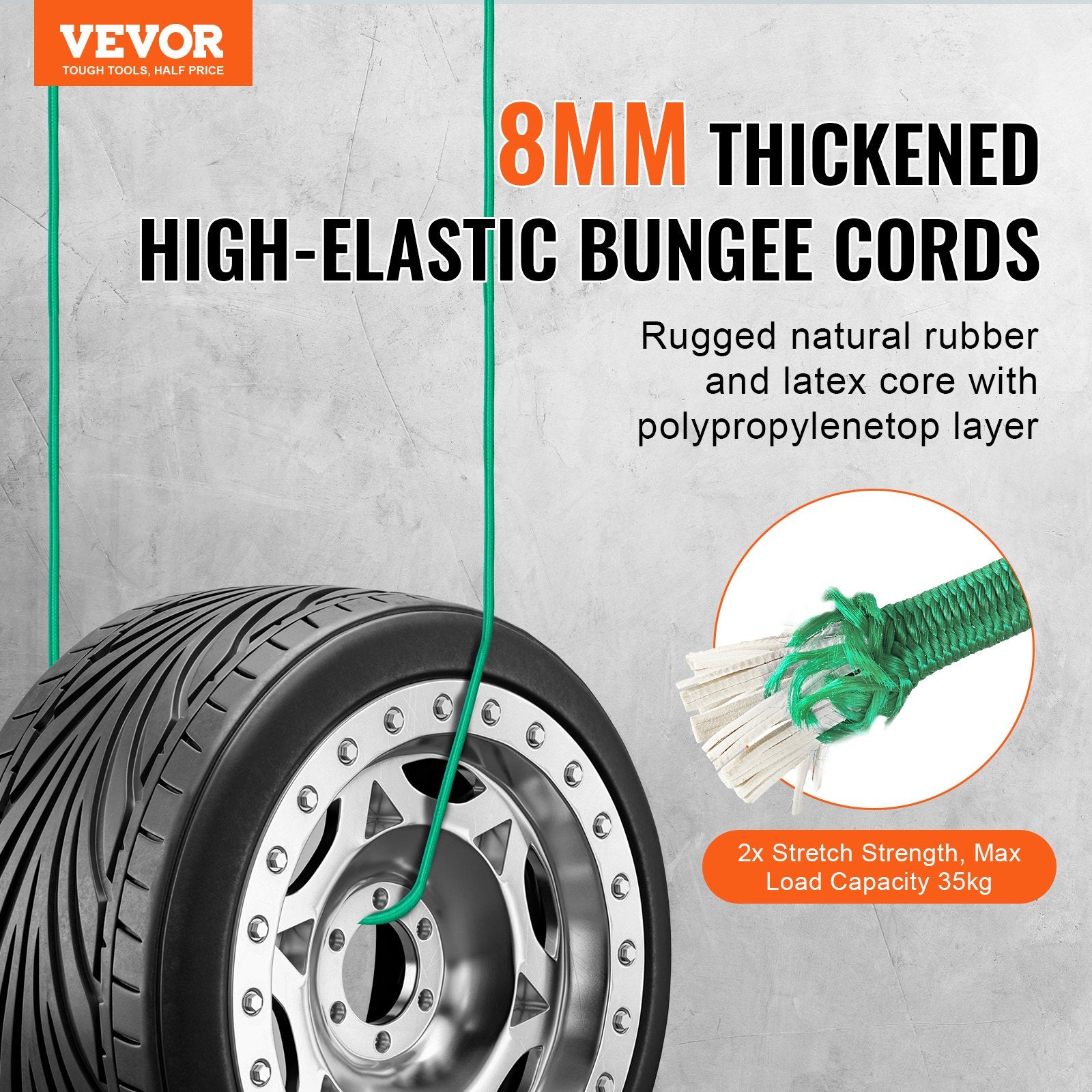 30 Pcs Bungee Cords Set 8mm Heavy Duty Bungee Straps with Steel Carabiners V952-DLKZDW30PCSYGXAYRV0