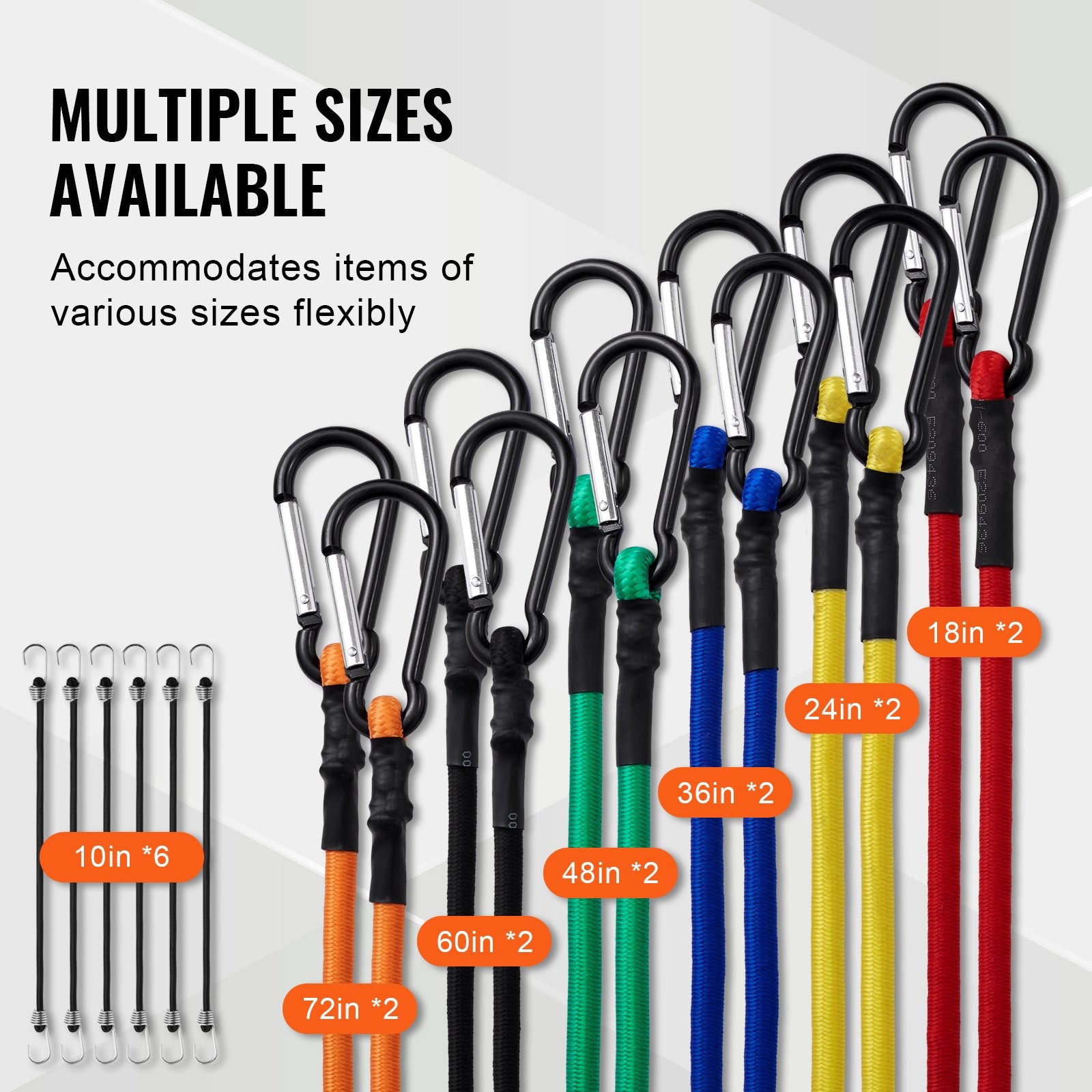 30 Pcs Bungee Cords Set 8mm Heavy Duty Bungee Straps with Steel Carabiners V952-DLKZDW30PCSYGXAYRV0