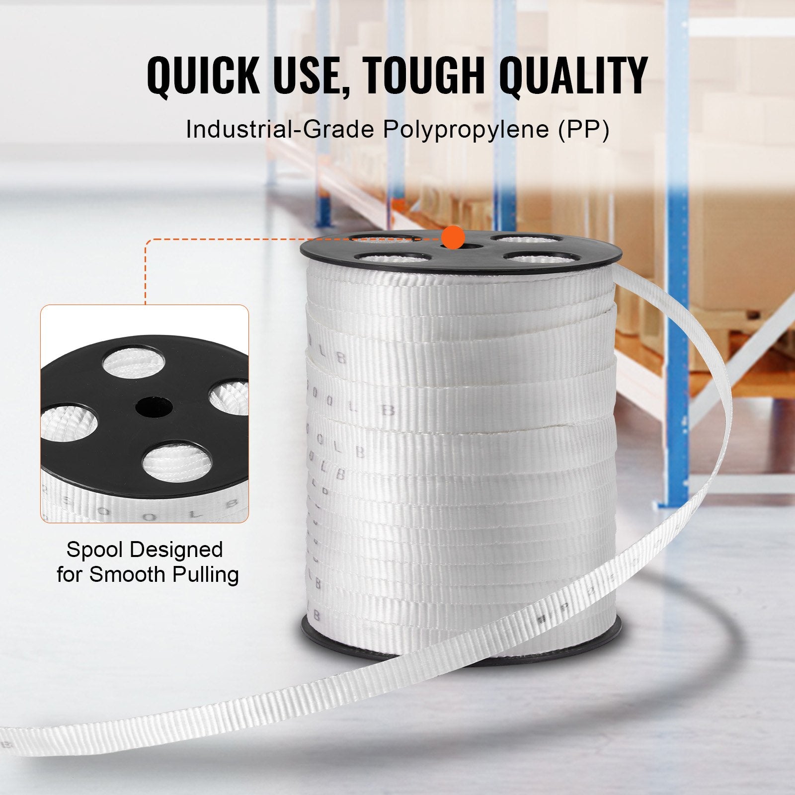 Polyester Pull Tape, 1.9 cm x 80.8 m Mule Tape Flat Rope, 1134 kgf Tensile Capacity, Printed Webbing Cable V952-DLLDB97M19MM6991WV0