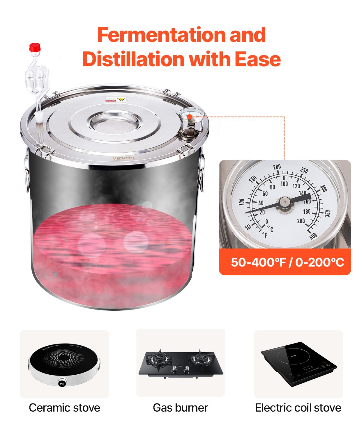 Moonshine Still 13 Gal Water Alcohol Distiller Brewing Kit Stainless Steel V952-DLNTZLQYS1327T38UV3