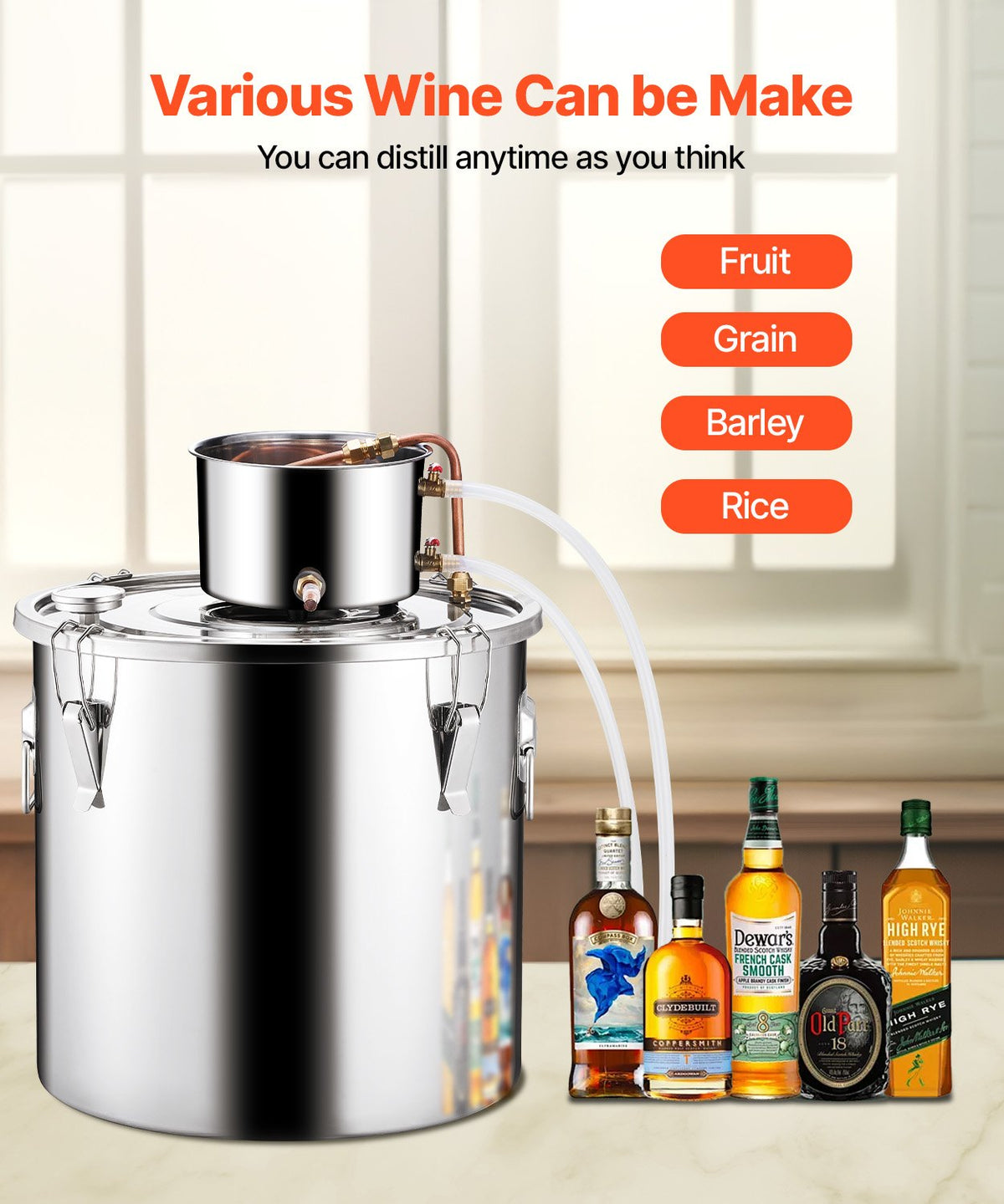 Moonshine Still 13 Gal Water Alcohol Distiller Brewing Kit Stainless Steel V952-DLNTZLQYS1327T38UV3