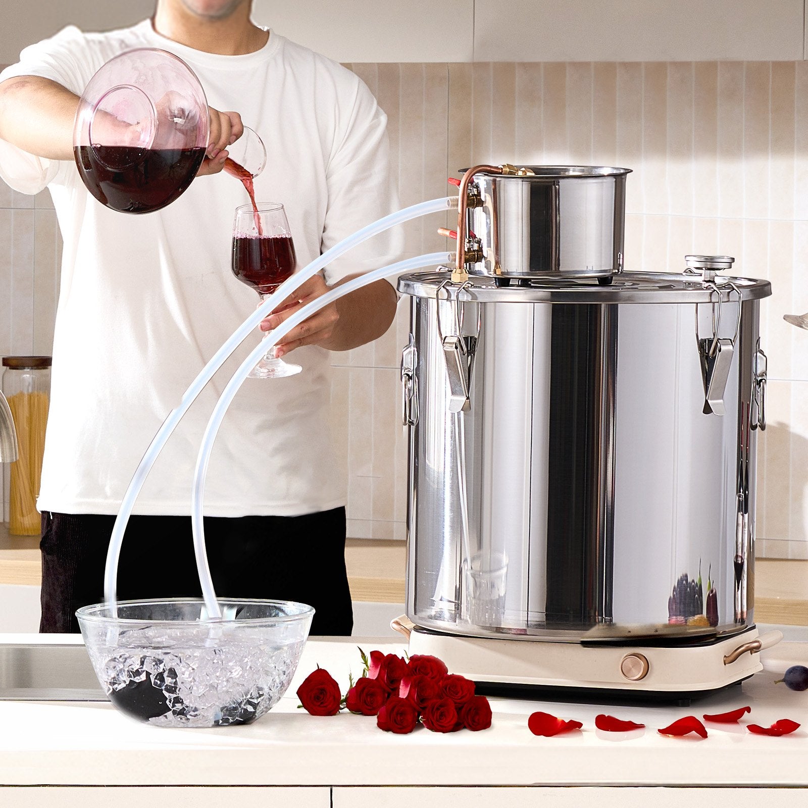Moonshine Still 13 Gal Water Alcohol Distiller Brewing Kit Stainless Steel V952-DLNTZLQYS1327T38UV3