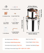Moonshine Still 3 Gal Water Alcohol Distiller Brewing Kit Stainless Steel V952-DLNTZLQYS3JLJYT44V0