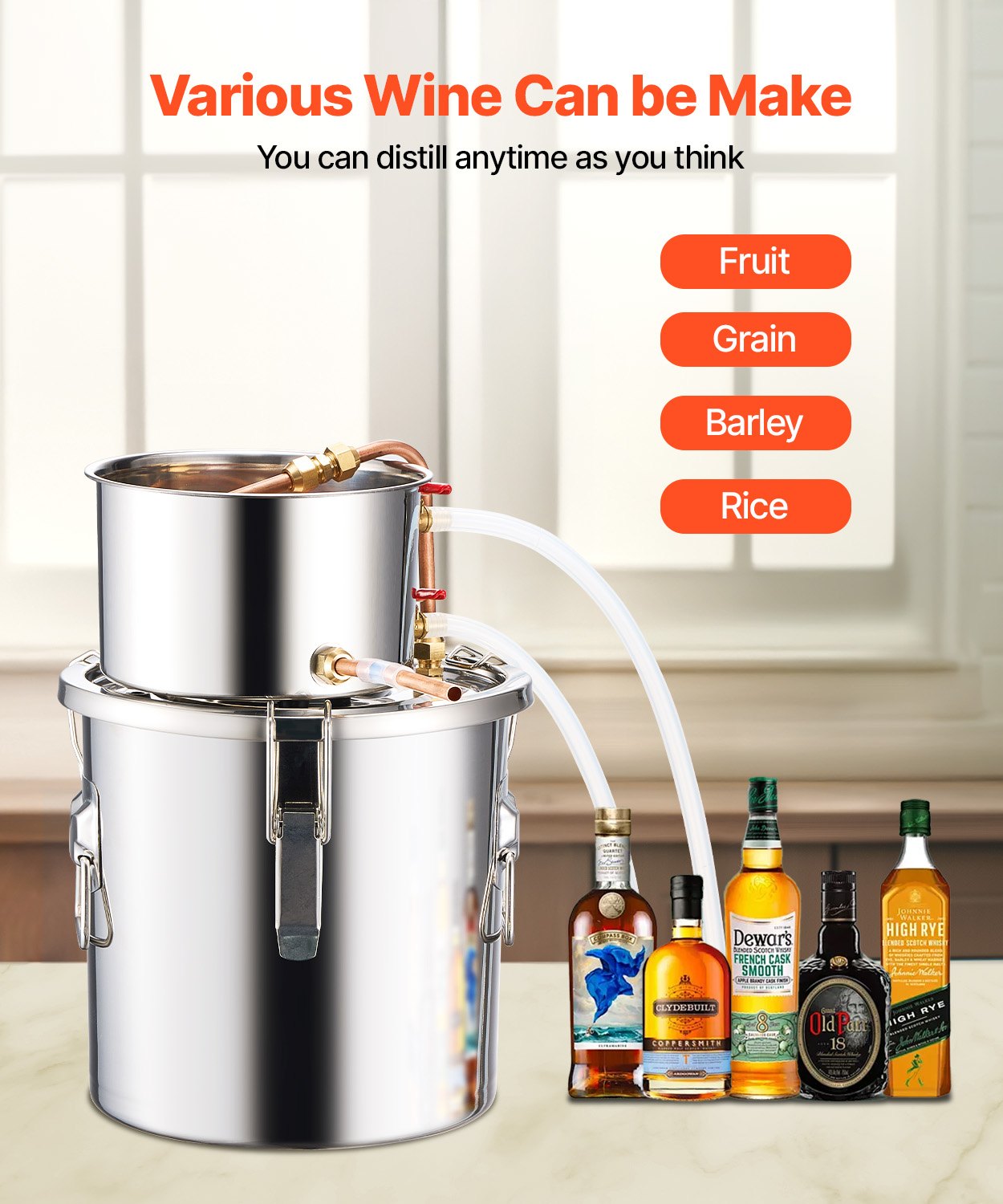 Moonshine Still 3 Gal Water Alcohol Distiller Brewing Kit Stainless Steel V952-DLNTZLQYS3JLYMUT6V3