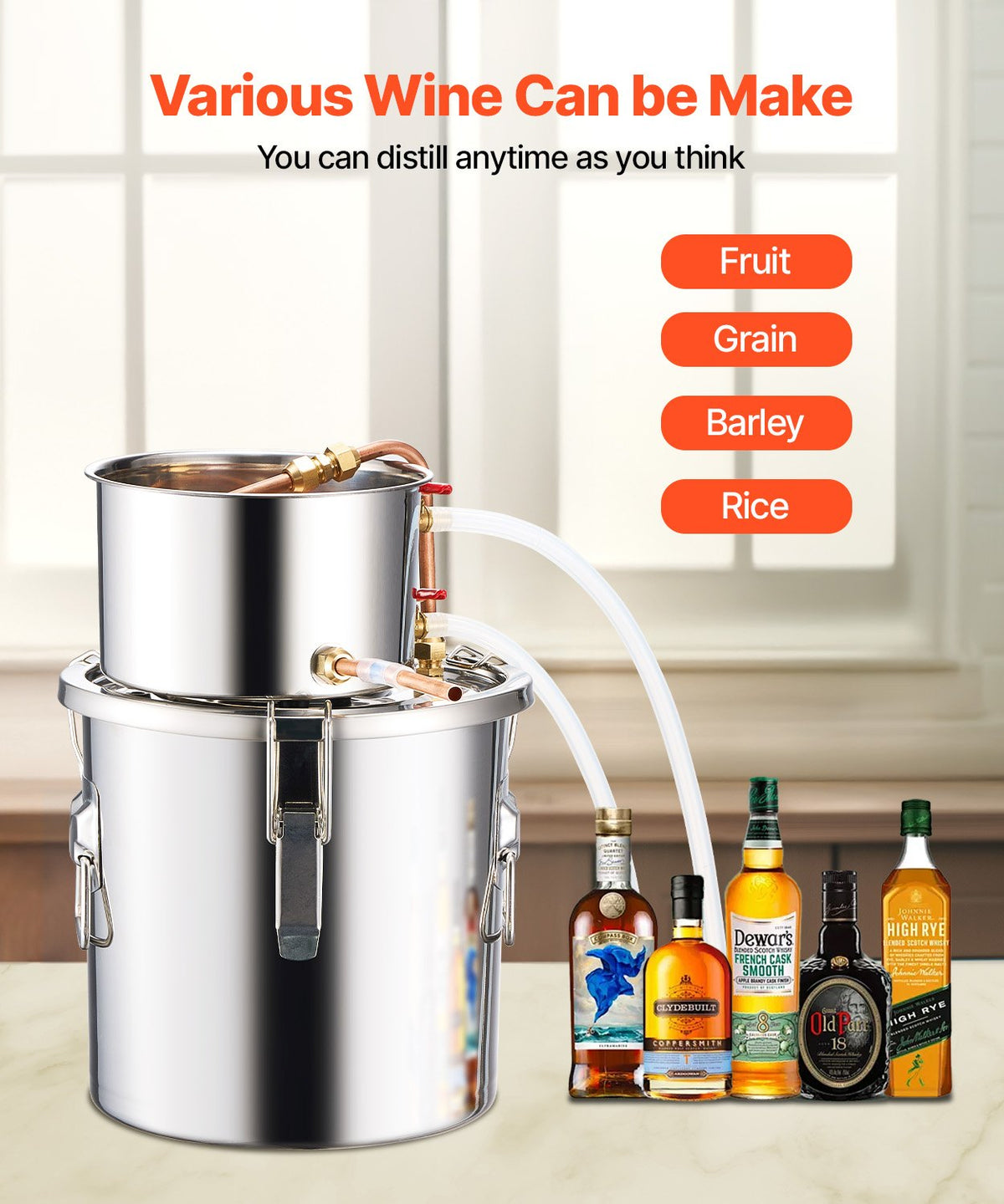 Moonshine Still 3 Gal Water Alcohol Distiller Brewing Kit Stainless Steel V952-DLNTZLQYS3JLYMUT6V3