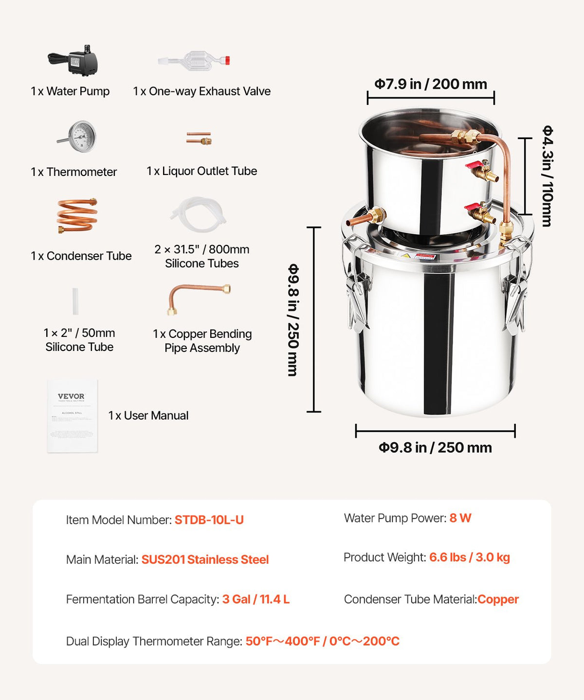 Moonshine Still 3 Gal Water Alcohol Distiller Brewing Kit Stainless Steel V952-DLNTZLQYS3JLYMUT6V3